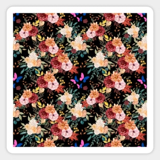 Fall flowers and butterflies surface pattern Magnet